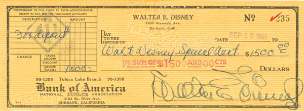Walt Disney Check